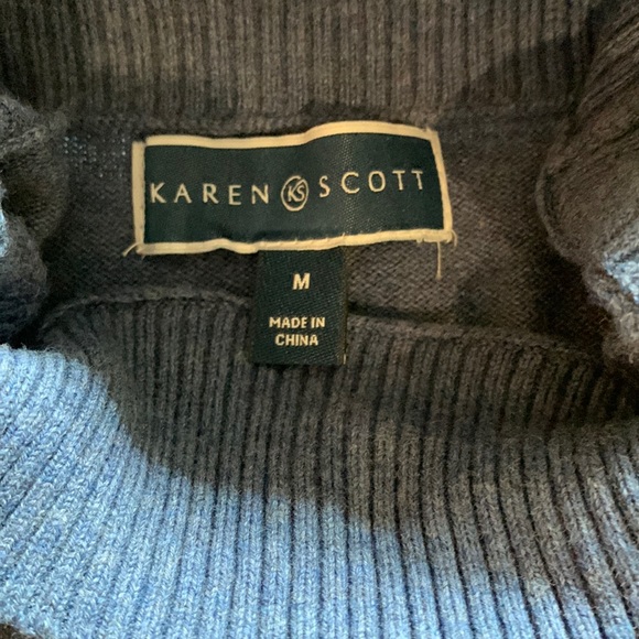 Karen Scott Cotton High-Low Mockneck Sweater Sz M - Picture 3 of 5